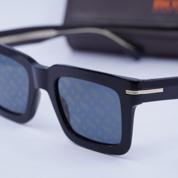 Hugo BOSS 1501/S 0807 7Y Square Sunglasses - Black/Grey with Gold Logo - Picture 2 of 11